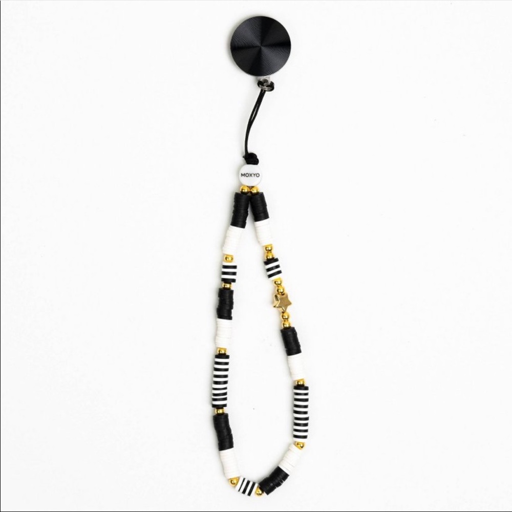 MOXYO Beaded Black & White Zigi Phone Strap